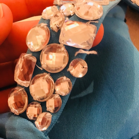 Turquoise sequined prom dress - Picture 5 of 7